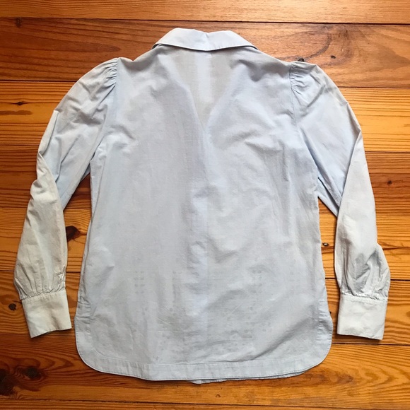 Madeleine Light Blue Cotton Eyelet Button Down Top, EUC, 6 - Picture 12 of 13